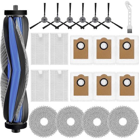 Lot de 22 pièces de rechange pour aspirateur robot Lefant M3 : brosse principale, filtre, lingette de nettoyage, sac à poussière et brosse latérale. (1/5)