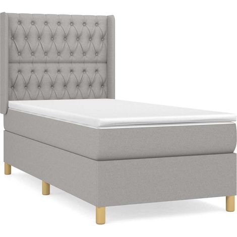 Maison Exclusive - Boxspringbett mit Matratze Hellgrau 90x200 cm (1/5)