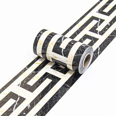 Bordure de Papier Peint Noir-42 - Décoration Murale Amovible Frise Murale Autocollant Imperméable en PVC - Plinthe 10cm X 300cm