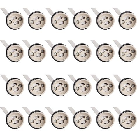 Lot de 24 douilles GU10 : culot en céramique avec fil de 15 cm, protection incendie, diamètre du câble 0,75 mm², pour spots LED et ampoules halogènes (1/5)