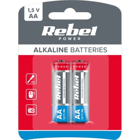 Pile alcaline Rebel AA R6 LR6 1,5 V (1/2)