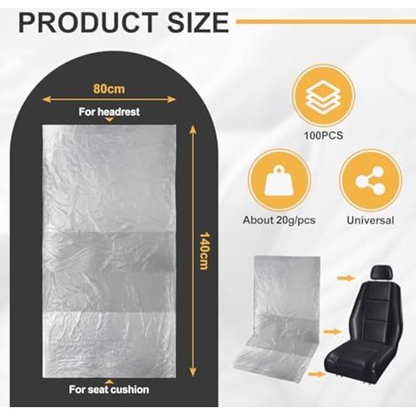 Lot de 100 housses de siège auto jetables 140 x 80 cm (1/3)