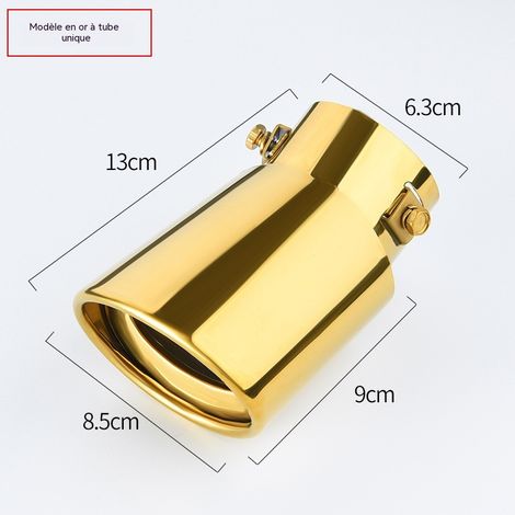 Modèle d'échappement luxe doré pour voiture - Sortie unique coudée, montage simple (1/5)