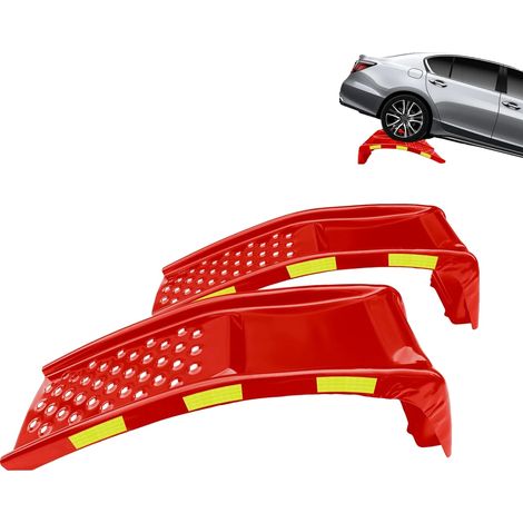 Rampes de voiture, construction en acier robuste, capacité de 8000 lbs, Rouge (1/2)