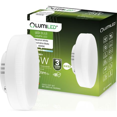 GX53 LED-Spotlampe 12W = 75W 1100lm 4000K Neutralweiß 120° LUMILED