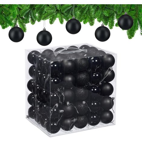 Juego de 100 adornos navideños para árbol de Navidad, mate, brillante y con purpurina.