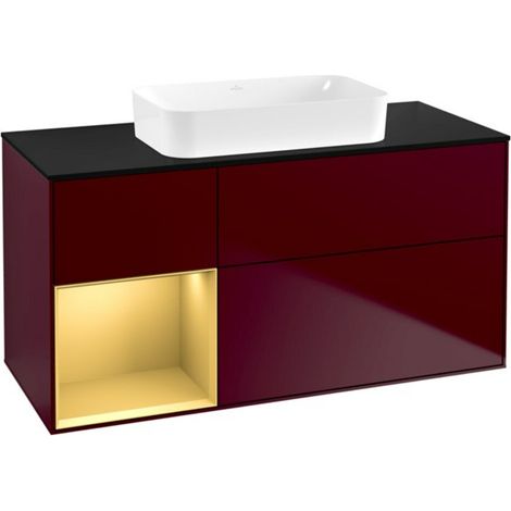 V&B Waschtischunterschrank Wandbeleuchtung Finion 120x60 cm, Reg re Gold matt, Peony Matt (1/2)