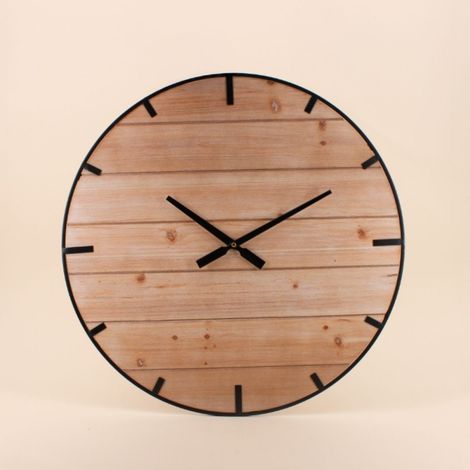 Horloge en bois et métal noir 60cm (1/5)