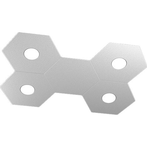 Plafoniera Moderna 5 Moduli Hexagon Metallo Grigio 4 Luci Led 12X4W (1/4)