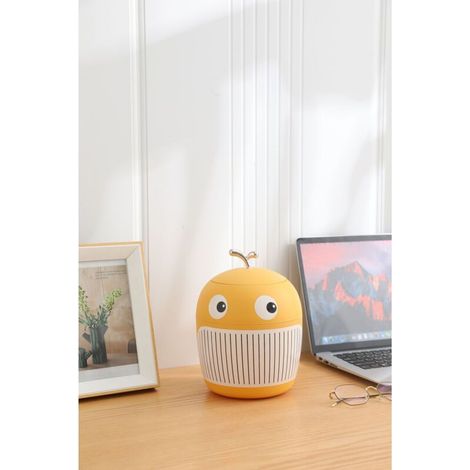 Mini poubelle de bureau avec couvercle poubelle mignonne portable chambre à coucher, bureau, salon petite poubelle(jaune)