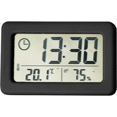 Réveil numérique LCD, réveil de voyage avec affichage de la température, fonction snooze, contrôle de la luminosité, réveil intelligent, noir (1/5)