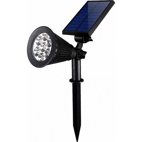 Lampe solaire de sol, 7 LED à lumière chaude, ABS avec double articulation rotative, projecteur coloré pour jardin extérieur