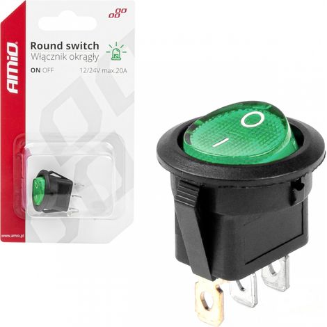 Interruttore rotondo con retroilluminazione verde amio-03084 (1/5)