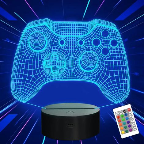 Gamepad Lampe illusion 3D Contrôleur Veilleuse avec Télécommande plus Minuterie 16 Lampes de Bureau à jardin terrasse extérieur (1/5)