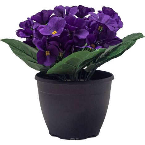Pot de Violettes fleurs artificielles pour le cimetière H 20 cm D 20 cm Pourpre - couleur: Pourpre