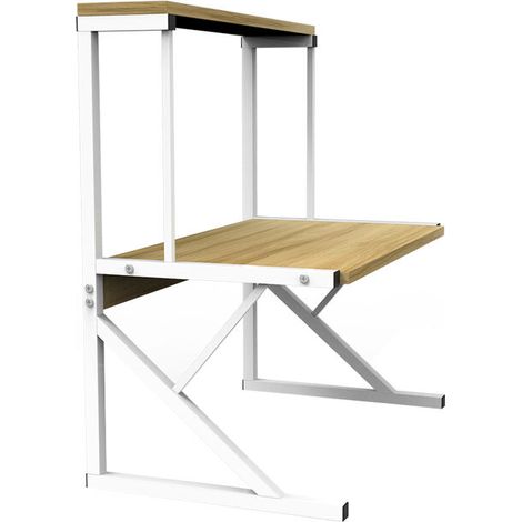 Support de Four à Micro-Ondes, Etagere Rangement de Cuisine, Support de Grille-Pain, Noyer