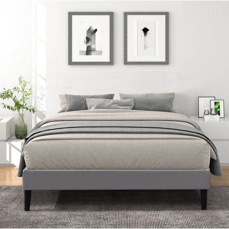 Somier tapizado de 20 cm 160x200 13 lamas Montaje rápido Funda lavable Confort óptimo Opal gris