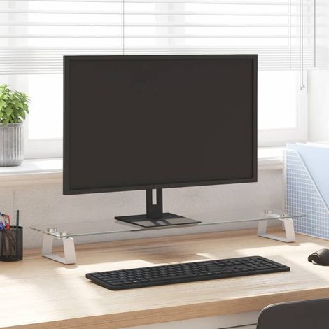 Soporte de monitor vidrio templado y metal 80x20x8 cm