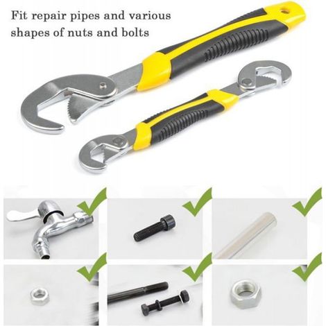 Clé Mixte - Acier À Haute Teneur En Carbone - Réglable 9-32 Mm - Double Tête - Pour Entretien Automobile Et Plomberie - Lot De 2 (1/5)
