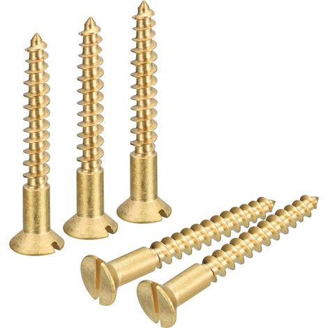 8Pcs Vis à Bois à Tête Plate à Fente en Laiton M4x30mm (1/5)