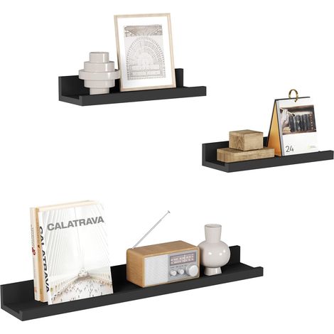 WOLTU Set di 3 Scaffale a parete multiposizione, Nero