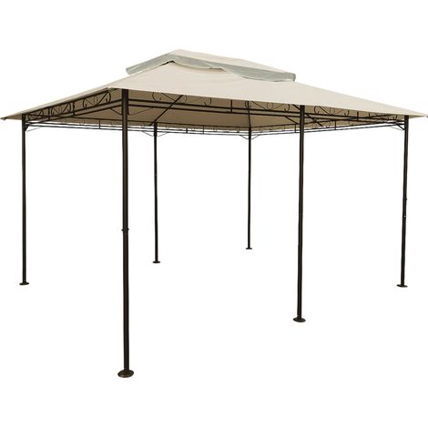 Spetebo – Toit de pavillon 3x4 m – Imperméable en polyester avec revêtement PVC – Couleur beige – Conduit de cheminée inclus