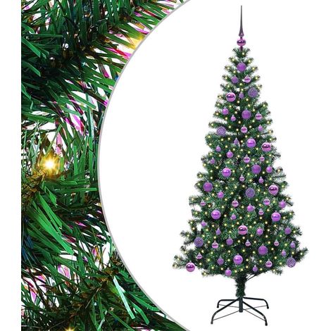 Sapin de Noël,Arbre de Noël artificiel pré-éclairé Vert 180 cm PVC et métal CFW29773 (1/5)