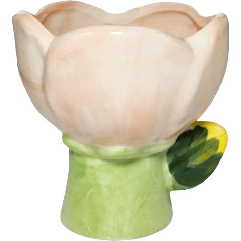 Porte Pinceau de Maquillage, pot à Crayon en Céramique, Vase en Forme de Tulipe Chandelier Bougeoir Multifonctionnel Rangement Cosmétique pour Pinceaux Cosmétique (D, 10L x 11H x 10W cm) (1/5)