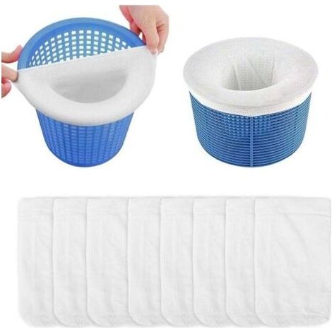 Lot de 10 Chaussettes pour Skimmer de Piscine, Chaussettes filtrantes, paniers et Skimmer, Filet de Filtre pour enlever Les scories, Les Feuilles, la Mousse, Le Pollen, Les Insectes, Les (1/4)