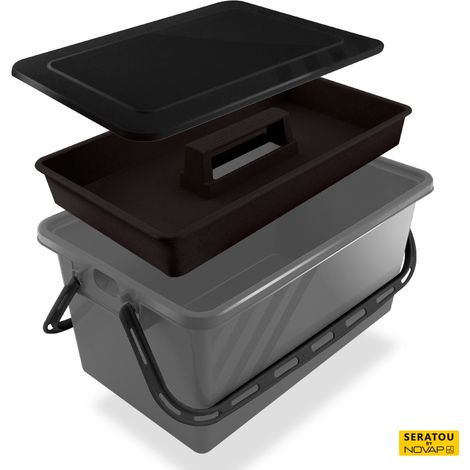 Boite de rangement 17 L Gris - couvercle noir - SERATOU - 5910115 (1/5)