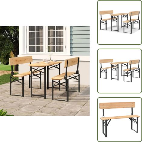Muebles de exterior - vidaXL Mesa y bancos plegables de bar 3 piezas madera maciza de abeto - Camping