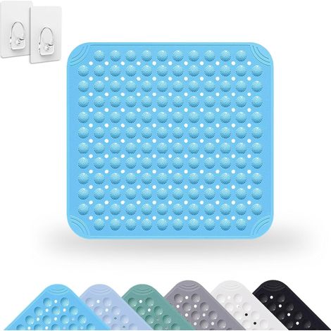 1 Tapis De Douche, Carré 48x48 Cm, PVC Antidérapant Avec Ventouses, Lavable Machine, Pour Salle De Bain