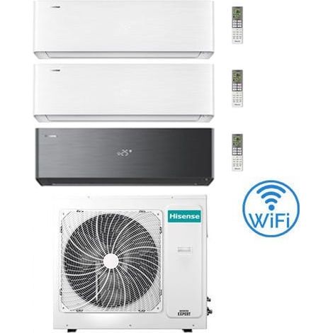 Climatizzatore Condizionatore Hisense Energy Pro X Bianco e Nero Wifi R32 Trial Split Inverter 9000 + 9000 + 12000 BTU con U.E. 3AMW62U4RJC Classe A++/A+ (1/4)
