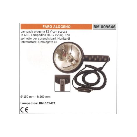 Lampada 55W alogena 12V con scocca in ABS-spinotto accendi sigari e interruttore