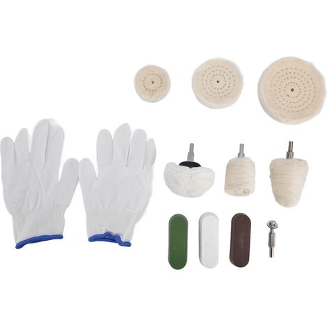 Kit de polissage de 11 pièces comprenant des disques, de la cire, des tiges et du feutre pour meubles en cuivre