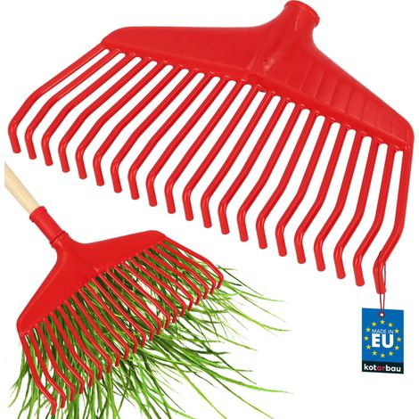 KOTARBAU® Rateau À Feuilles - Plastique - 38 cm - Sans Manche - Extra-Click - Rateau Jardin - Ramasse Feuilles - Léger - Rouge - Ergonomique (1/5)