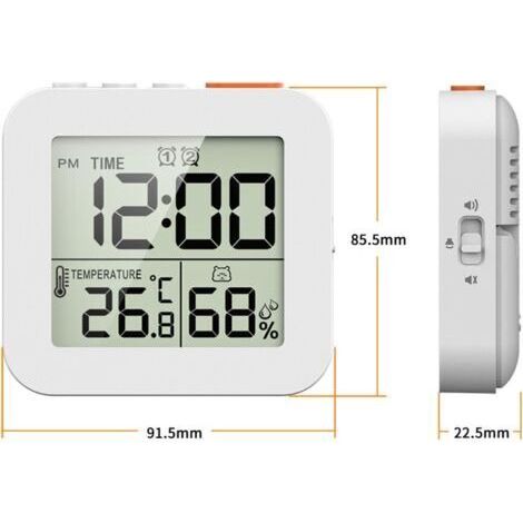 Horloge de salle de bain numérique, minuterie de douche, hygromètre, thermomètre, horloge murale, minuterie de douche étanche, blanc