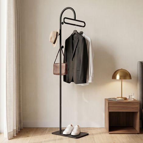 Porte manteau sur pied 3 crochets - avec une base robuste - 40x35x175cm - Pour entrée, couloir, dressing (1/5)