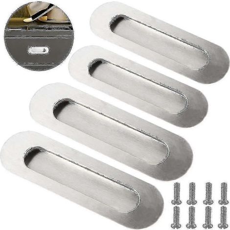 Poignées de porte coulissantes encastrées ovales en acier inoxydable (lot de 4) (1/5)