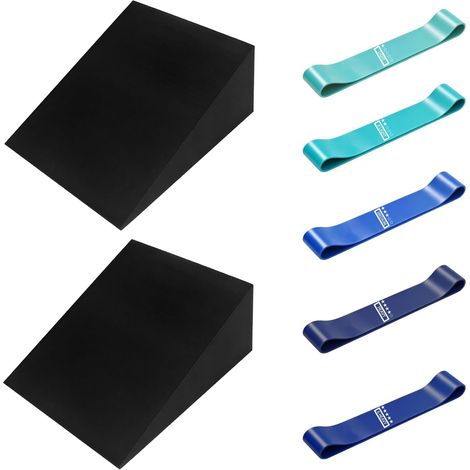 2Pcs Brick Yoga Blocks, High Density Non Slip Yoga Pilates Blocks, Set of 5 Elastic Resistance Bands with Storage Bag - for Squats, Stretching, Bodybuilding and Home Fitness (1/5)