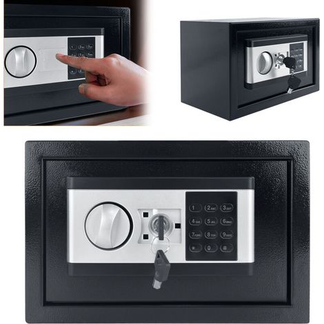 Coffre-fort mural électronique 22 l - Coffre-fort de meuble - Résistant au feu - Étanche - Avec serrure à chiffres et clé - 35 x 25 x 25 cm HENGMEI-DOU