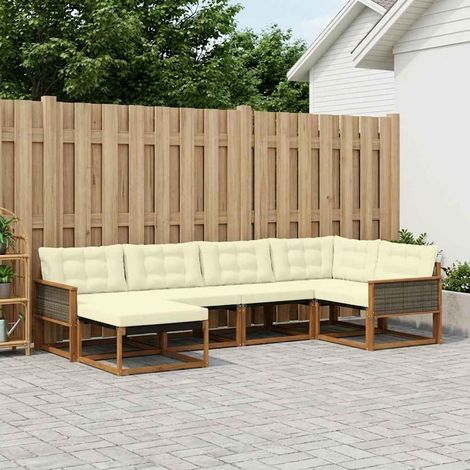 vidaXL  Outdoor Sofa Set  with Cushion 6 pcs Natural and Cream (1/5)