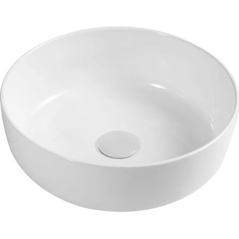 Lavabo da appoggio tondo 33 cm bianco lucido in ceramica Zelos (1/3)