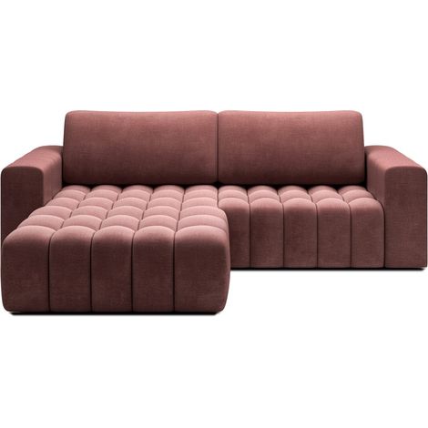 Sofá esquinero convertible DORY rosa 250 cm con compartimiento de almacenamiento ángulo izquierdo (1/5)