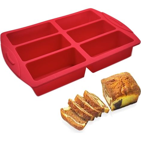 Moule Mini Cake 6 Cavités Moule Gateau Rectangulaire 10x5X4cm Moule Mini Pâté -Silicone Pâtisserie Rectangulaire Individuelle Gateau Mould Profond 4cm (1/4)