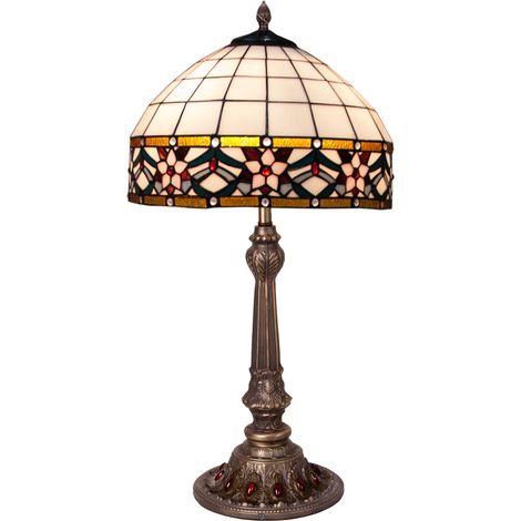 Lampe de table de forme Tiffany avec abat-jour diamètre 40 cm Série Museum