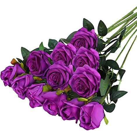 Bouquet de Roses Artificielles, Design Floral Élégant, Polyvalent pour Événements, VIOLET (1/2)