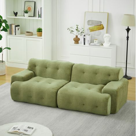 Canapé 2 places en chenille vert, 224 x 104 x 66 cm, sans montage, HAVRYA (1/5)