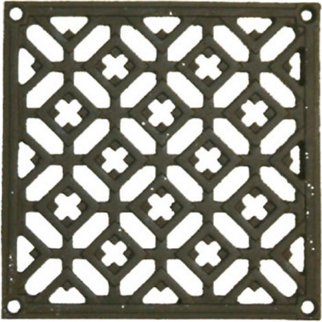 Rejilla de Ventilación Cuadrada de Hierro Fundido para Encastrar 15x15 cm Negra Rejilla Decorativa