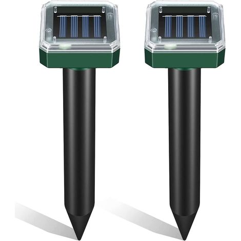 Solar Mole Repellent 2 PCS, Solar Mole Repeller Ultrasonic Pest Deterrent, IP65 Waterproof Animal Repellent, Rodent Repellent Pest Control Gopher, Vole & Snake for Outdoor Lawn Garden Yards (1/5)